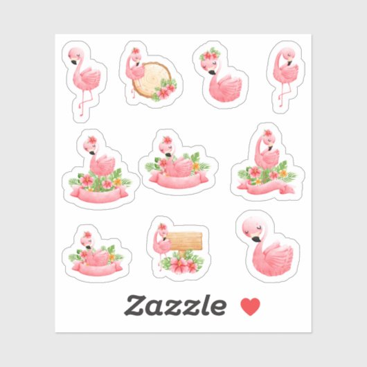 Niedlich Flamingo Stickers Aufkleber (Blatt)