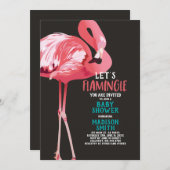 Niedlich Flamingo Tropical Let's Flamingle Baby Sh Einladung (Vorne/Hinten)