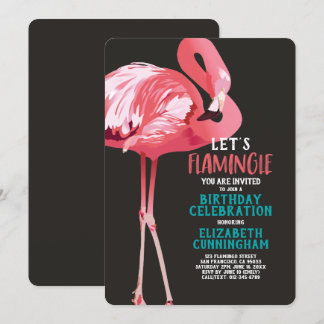 Niedlich Flamingo Tropical Let's Flamingle Geburts Einladung