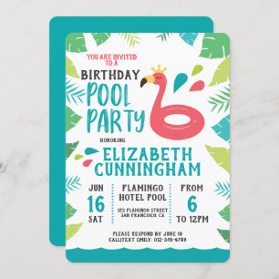 Niedlich Flamingo Tropical Pool Party Geburtstag Einladung