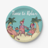 Niedlich Flamingo Tropical Vacation | Zeit zum Ent Pappteller (Vorderseite)