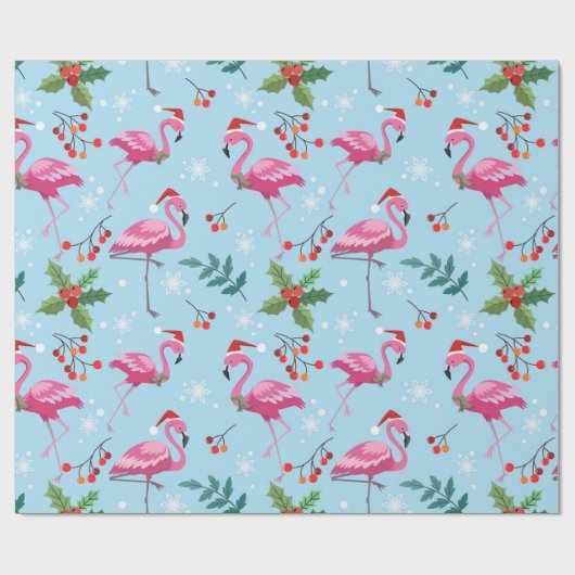 Niedlich Flamingo Weihnachtsmuster Wrapping Paper Geschenkpapier (Flach)