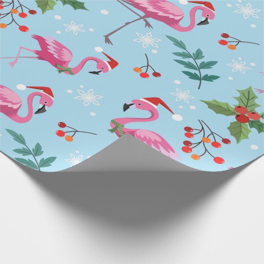 Niedlich Flamingo Weihnachtsmuster Wrapping Paper Geschenkpapier (Ecke)