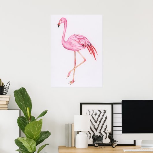 Niedlich Flamingo Zeichnend Poster (Heimbüro)