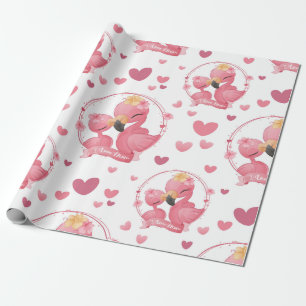 Niedlich Flamingos I Liebe Mama Geschenkpapier