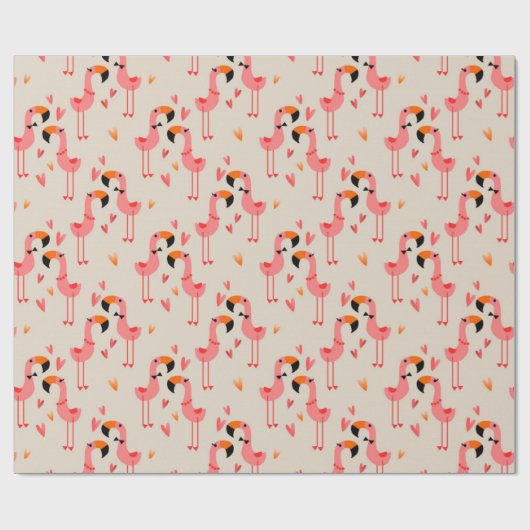 Niedlich Flamingos Liebe Muster Geschenkpapier (Flach)