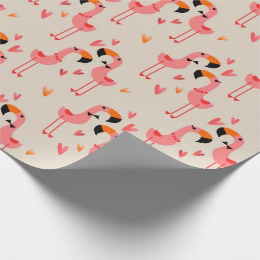 Niedlich Flamingos Liebe Muster Geschenkpapier (Ecke)
