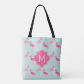 Niedlich Flamingos Muster Mit Monogramm Tasche (Rückseite)