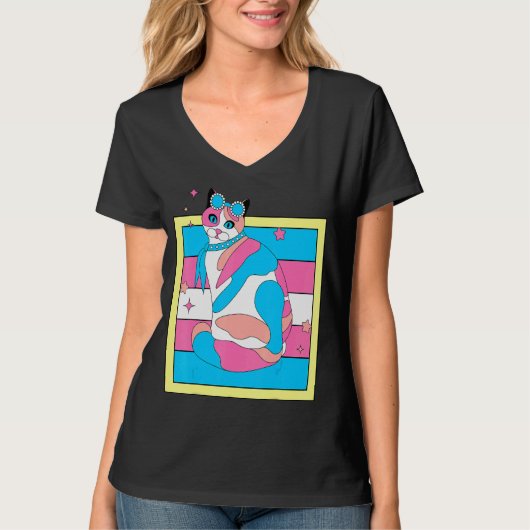 Niedlich Flat Lined Transgender Calico Ca Lesbian T-Shirt (Vorderseite)