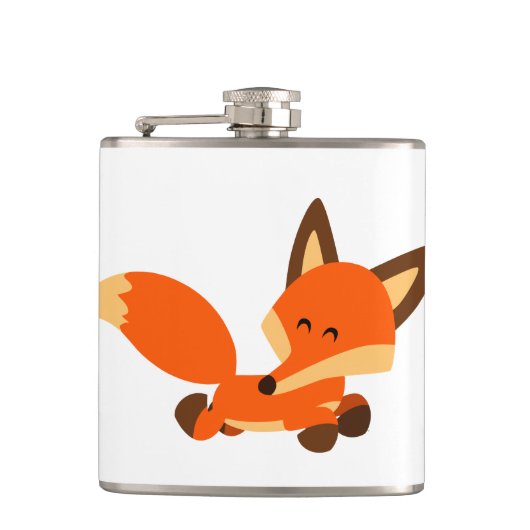 Niedlich Fleet Cartoon Fox Hip Flask Flachmann (Vorderseite)