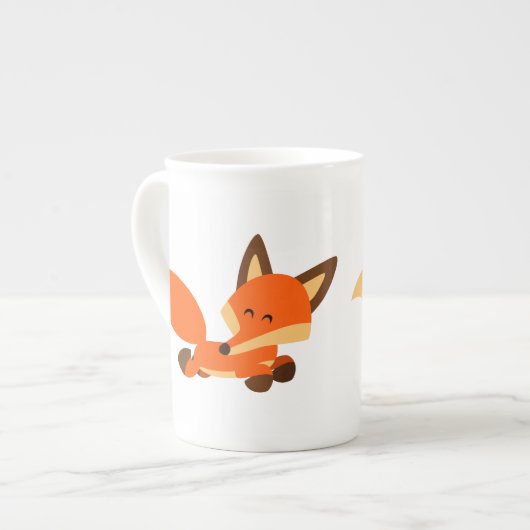 Niedlich Fleet Cartoon Fox Knochen China Tasse (Vorderseite Links)