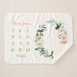 Niedlich Floral Baby Girl Meilenstein Monatliches  Sherpadecke