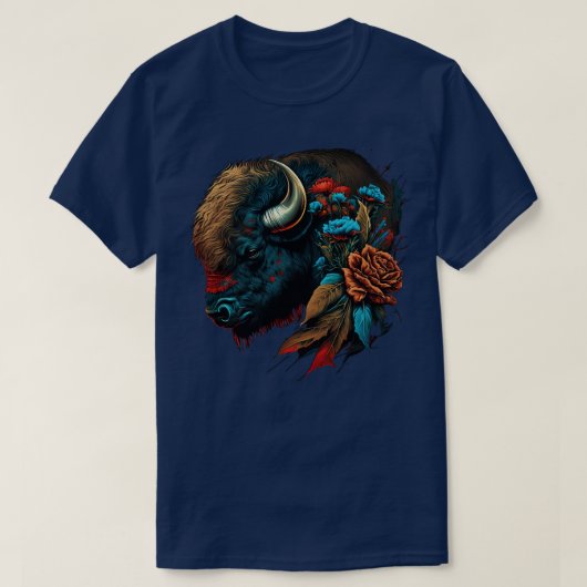 Niedlich Floral Bison T-Shirt (Design vorne)