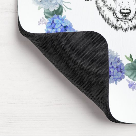 Niedlich Floral Blue Hydrangea Wolf Mousepad (Ecke)