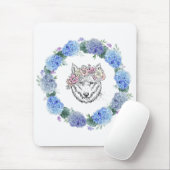 Niedlich Floral Blue Hydrangea Wolf Mousepad (Mit Mouse)
