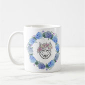 Niedlich Floral Blue Hydrangea Wolf Tasse (Links)