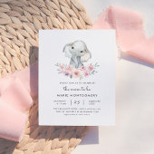 Niedlich Floral Bouquet Elephant Baby Girl Babydus Einladungspostkarte