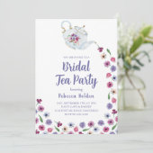 Niedlich Floral Bridal Teezeremonie Party Einladun Einladung (Stehend Vorderseite)
