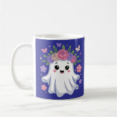 Niedlich Floral Ghost Kawaii Halloween Ghost Kaffeetasse (Links)