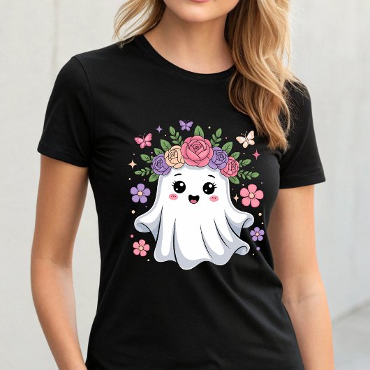 Niedlich Floral Ghost Kawaii Halloween Ghost T-Shirt