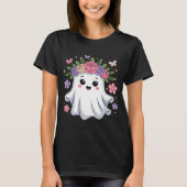 Niedlich Floral Ghost Kawaii Halloween Ghost T-Shirt (Vorderseite)