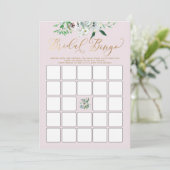 Niedlich Floral Gouache Boho Brautparty Bingo Game Einladung (Stehend Vorderseite)