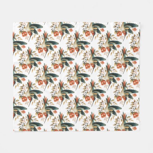 Niedlich Floral Hummingbird Fleecedecke (Vorderseite (Horizontal))