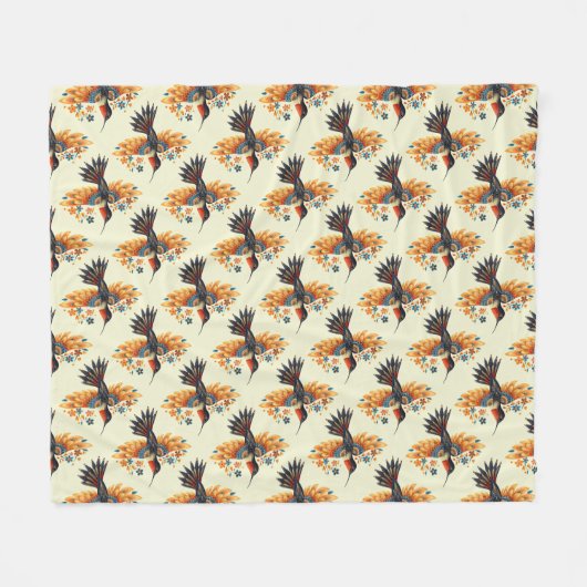 Niedlich Floral Hummingbird Fleecedecke (Vorderseite (Horizontal))