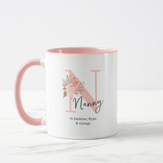 Niedlich Floral Initial Nanny Tasse (Links)