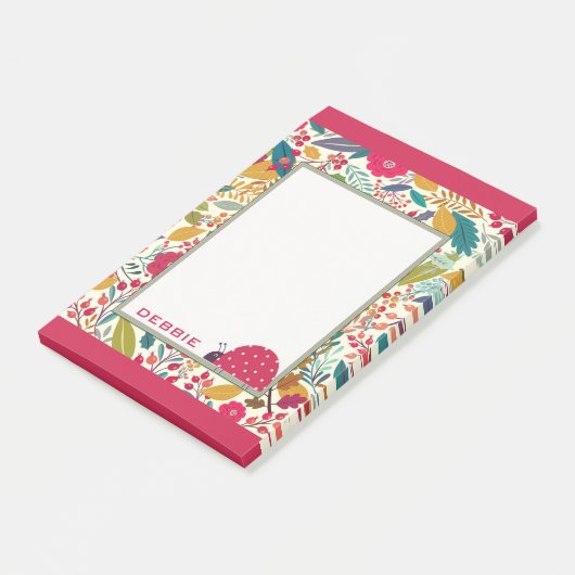 Niedlich Floral Ladybug Post-it Klebezettel (angewinkelt)