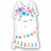 Niedlich Floral Llama Aufkleber (Vorderseite)