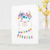 Niedlich Floral Llama Karte (Gelbe Blume)