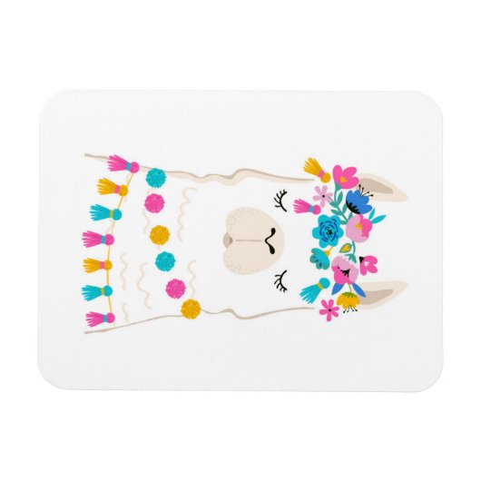 Niedlich Floral Llama Magnet (Horizontal)