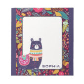 Niedlich Floral Llama Notizblock (Vorderseite)