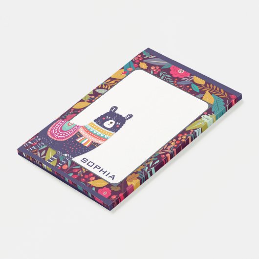 Niedlich Floral Llama Post-it Klebezettel (angewinkelt)