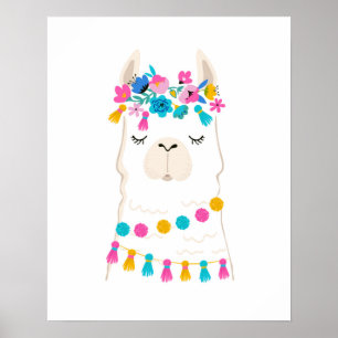 Niedlich Floral Llama Poster