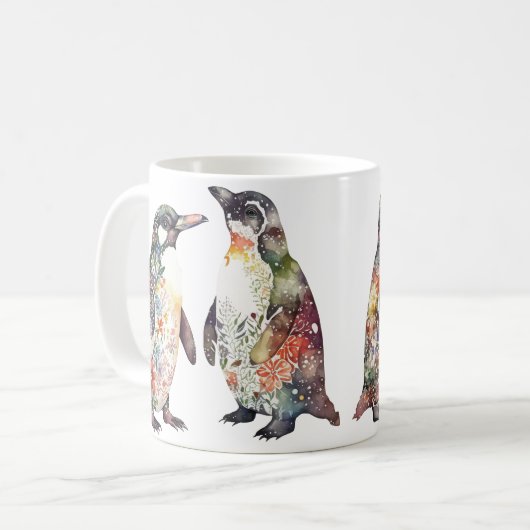 Niedlich Floral Penguin Kaffeetasse (Vorderseite Links)