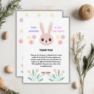 Niedlich Floral Tiny Hopper Bunny Baby Dusche Dankeskarte
