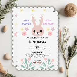 Niedlich Floral Tiny Hopper Bunny Baby Dusche Einladung