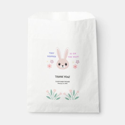 Niedlich Floral Tiny Hopper Bunny Baby Dusche Geschenktütchen (Vorderseite)