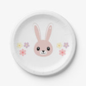 Niedlich Floral Tiny Hopper Bunny Baby Dusche Pappteller (Vorderseite)