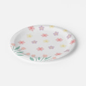 Niedlich Floral Tiny Hopper Bunny Baby Dusche Pappteller (Schrägansicht)
