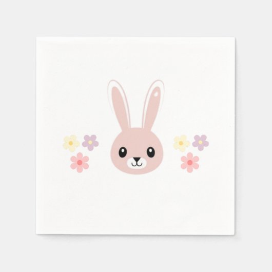 Niedlich Floral Tiny Hopper Bunny Baby Dusche Serviette (Vorderseite)