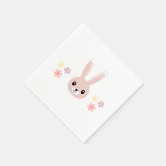 Niedlich Floral Tiny Hopper Bunny Baby Dusche Serviette (Ecke)
