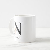 Niedlich Floral Watercolor Boho Monogramm Kaffeetasse (Vorderseite Links)