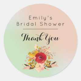 Niedlich Floral Watercolor Bouquet Vielen Dank Runder Aufkleber