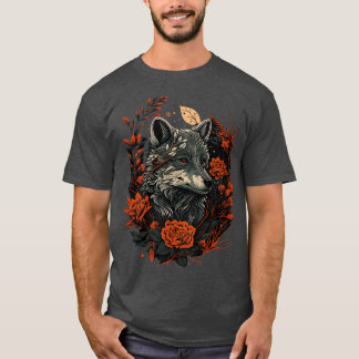 Niedlich Floral Wolf T-Shirt