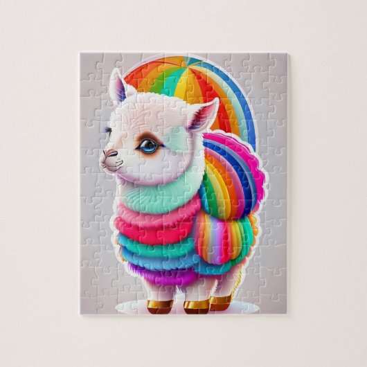 Niedlich Fluffy Colorful Llama Puzzle (Vertikal)