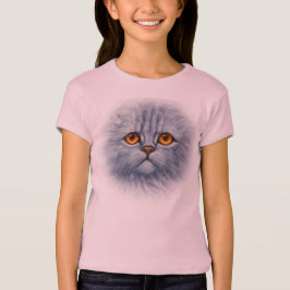 Niedlich Fluffy Grey Tabby Cat Face T-Shirt