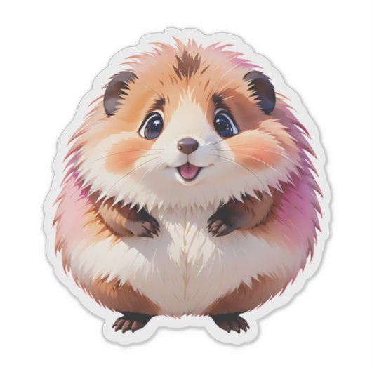 Niedlich Fluffy Hamster Aufkleber (Vorderseite)